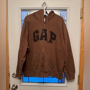 GAP Brown Cotton Full Zip Hoodie